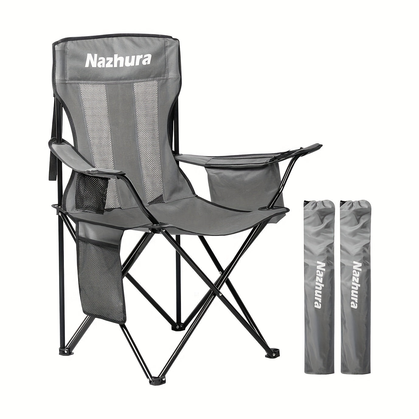 2 Pack Folding Outdoor Camping Chairs with Cooler Pouch