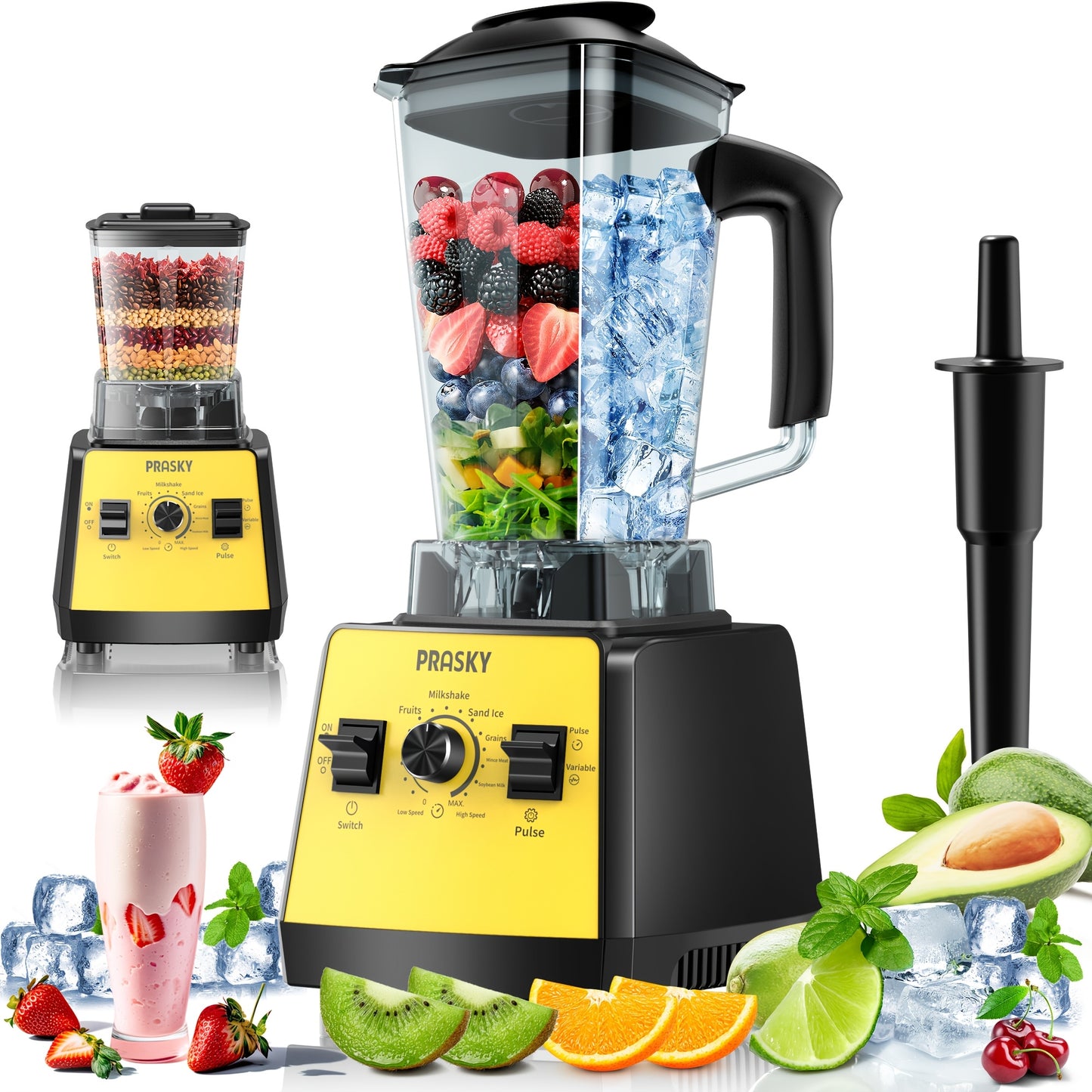 Professional Blender Smoothies Blender Max 2400W 68oz Combo
