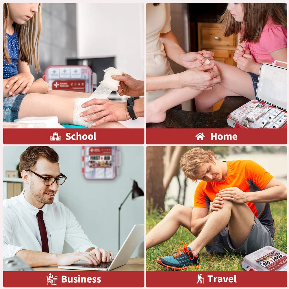 Rhino Rescue 350 Pieces OSHA First Aid Kit for Home Office