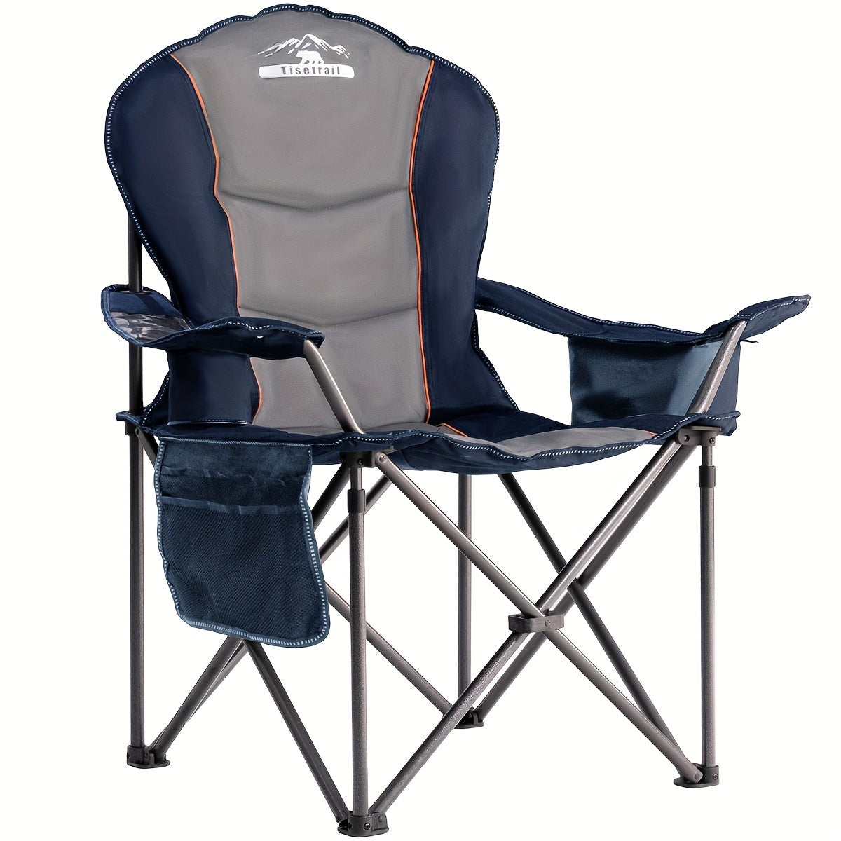 Tisetrail Oversized Folding Camping Chair with Cooler 500 lbs Support Black & Gray