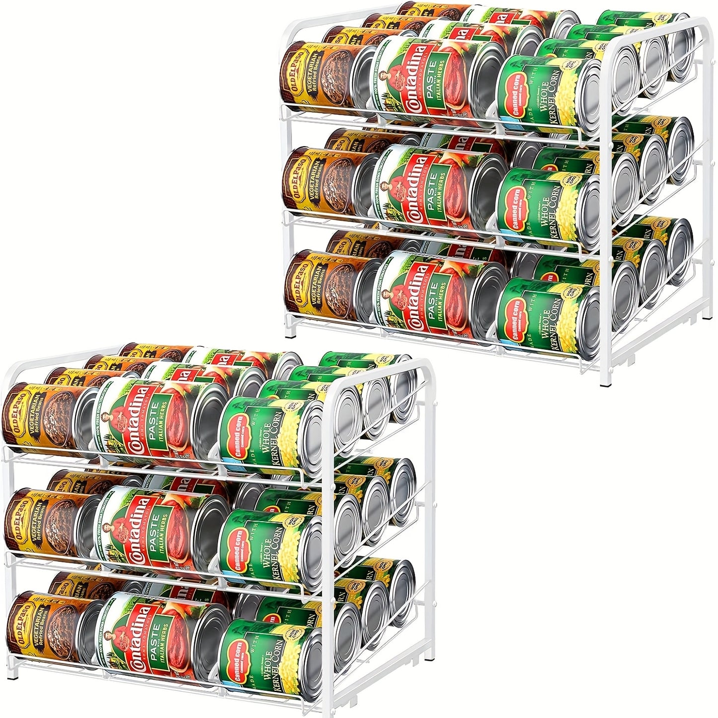 Can Rack Kitchen Organizer With Adjustable Dividers, Holds Up To 84 Cans