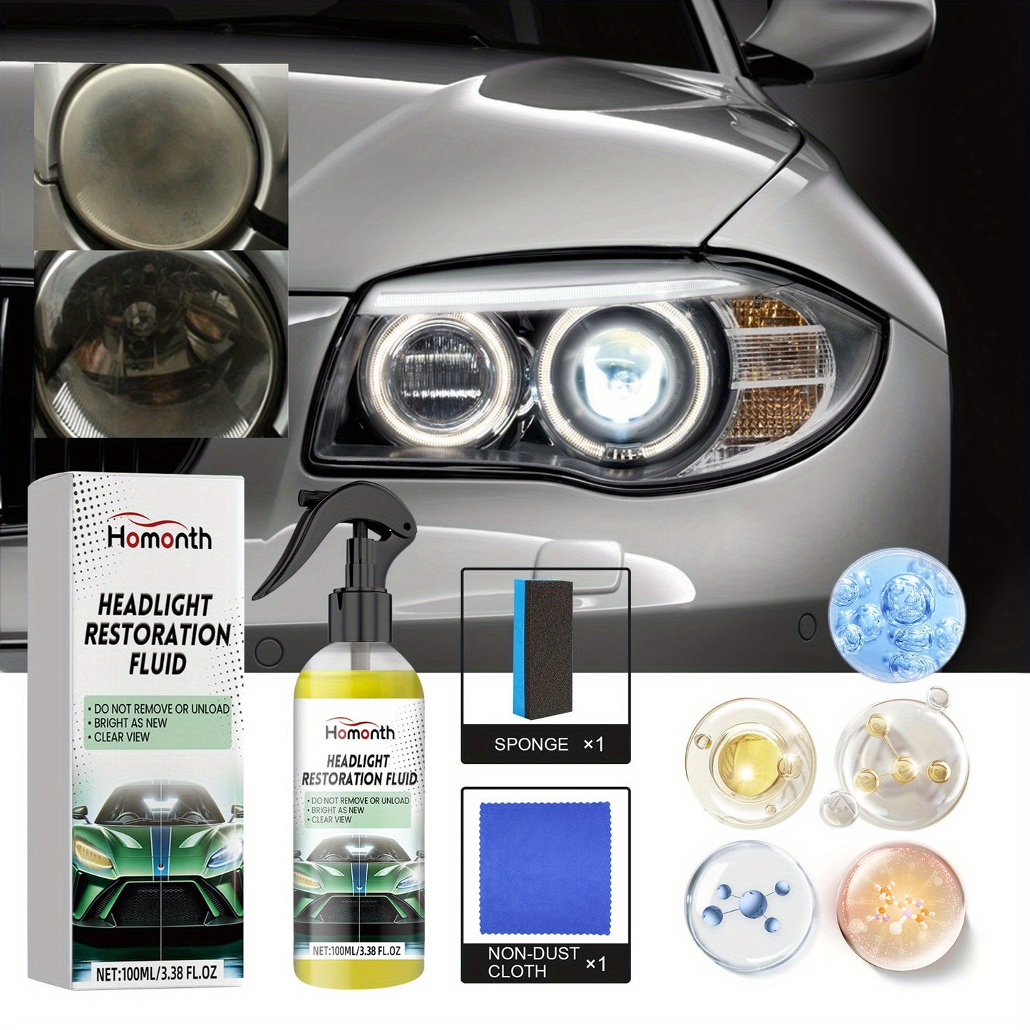 Headlight Restoration Kit - Restores Headlights to New Condition