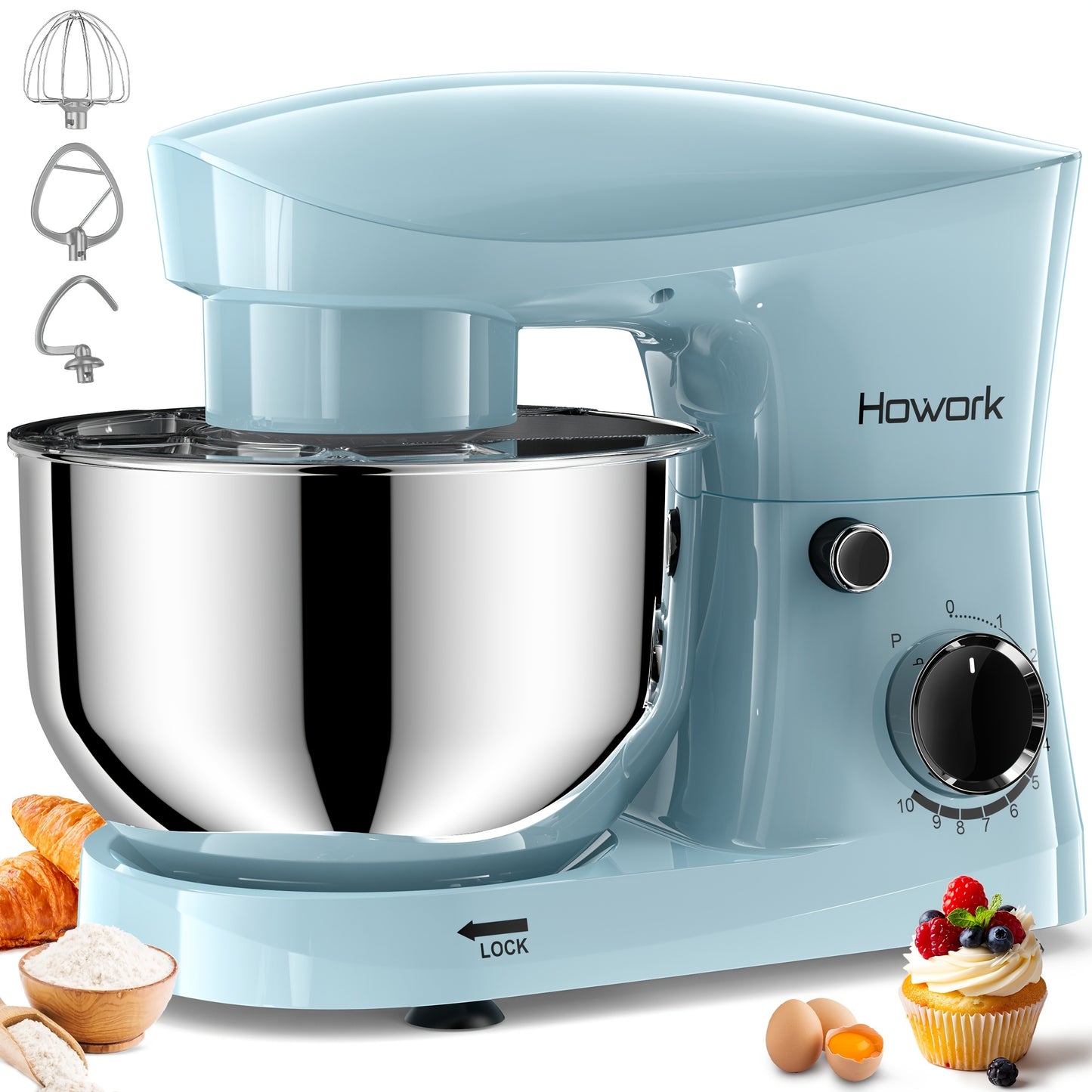 [10-Speed] HOWORK Stand Mixer | 10-Speed | 5QT | Electric | Dishwasher-Safe | For Most Home Cooks
