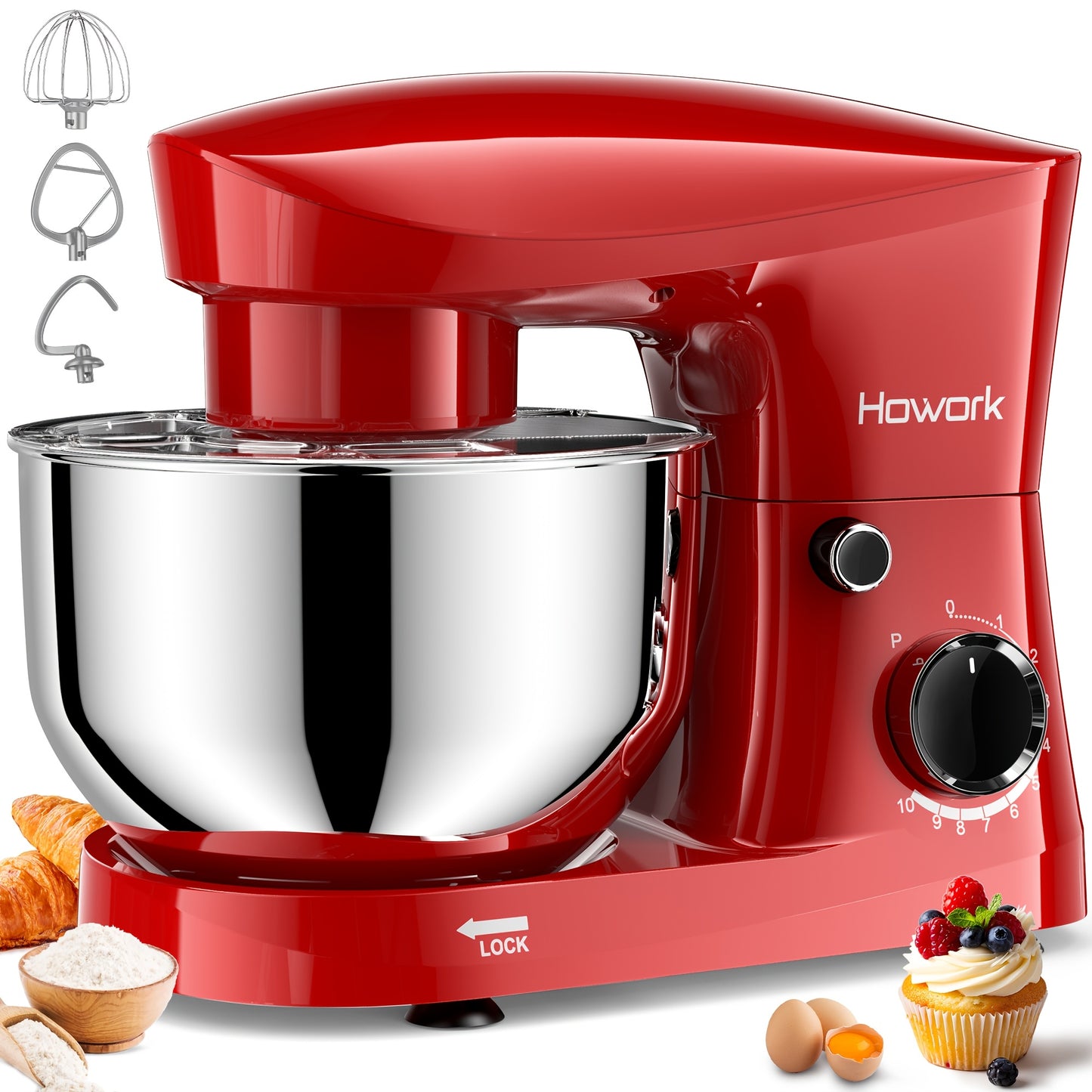 [10-Speed] HOWORK Stand Mixer | 10-Speed | 5QT | Electric | Dishwasher-Safe | For Most Home Cooks