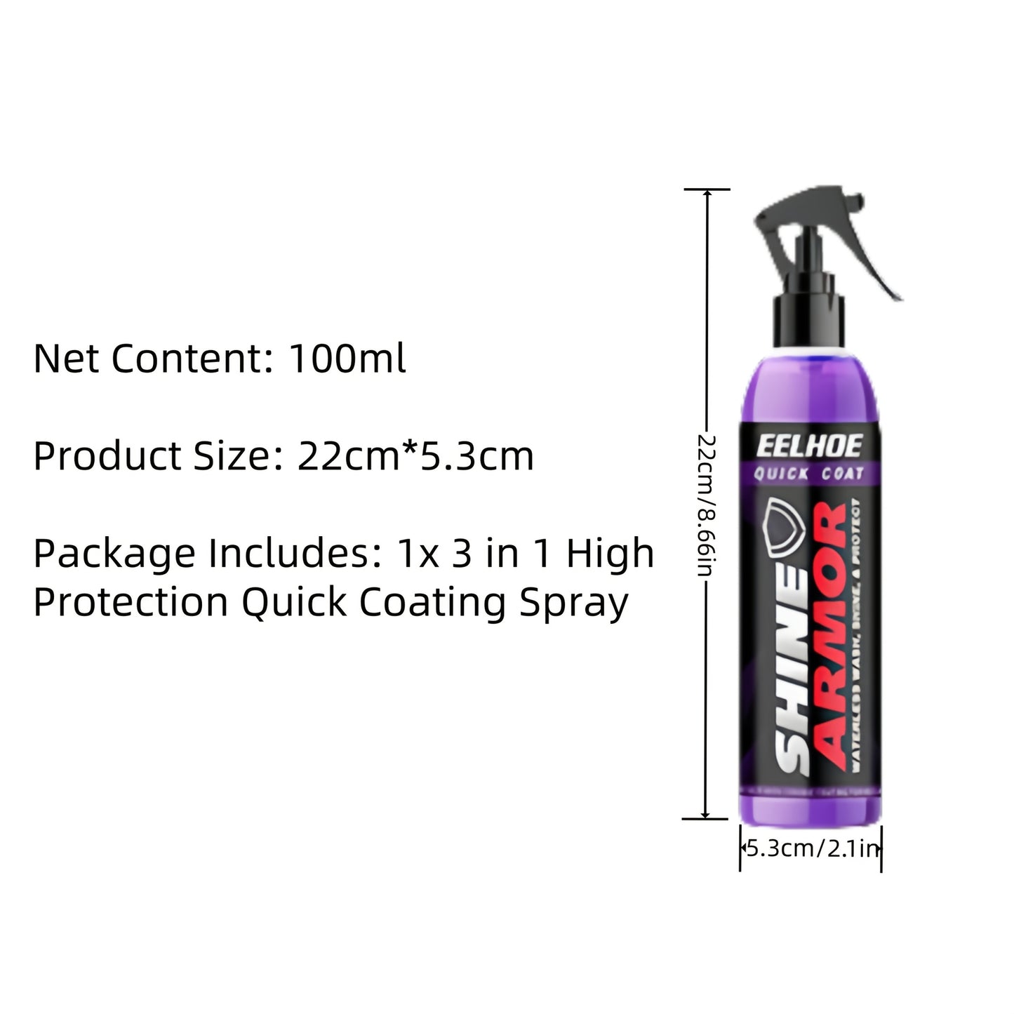 3-in-1 High Gloss Quick Dry Ceramic Car Paint Spray 3.38 F
