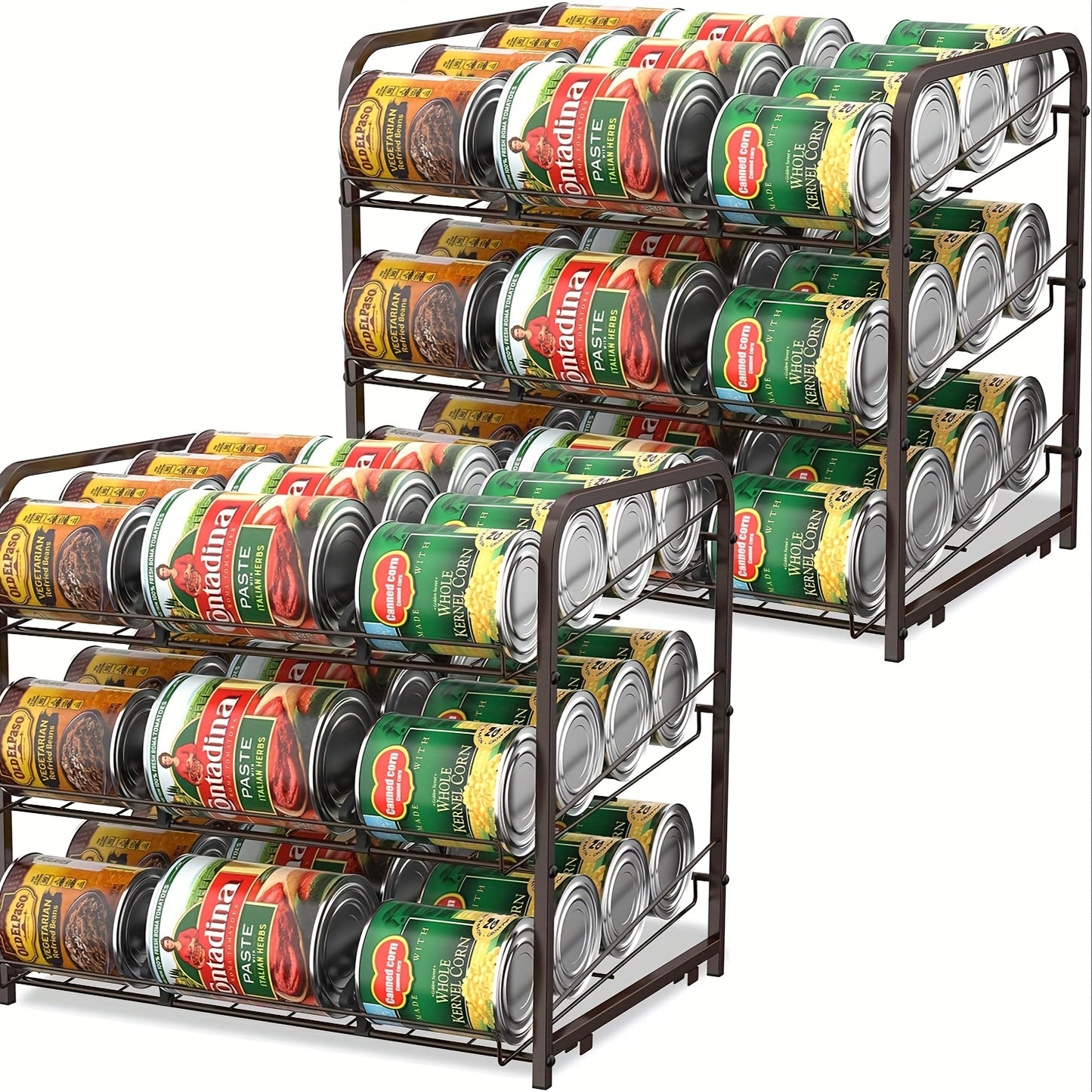 Can Rack Kitchen Organizer With Adjustable Dividers, Holds Up To 84 Cans