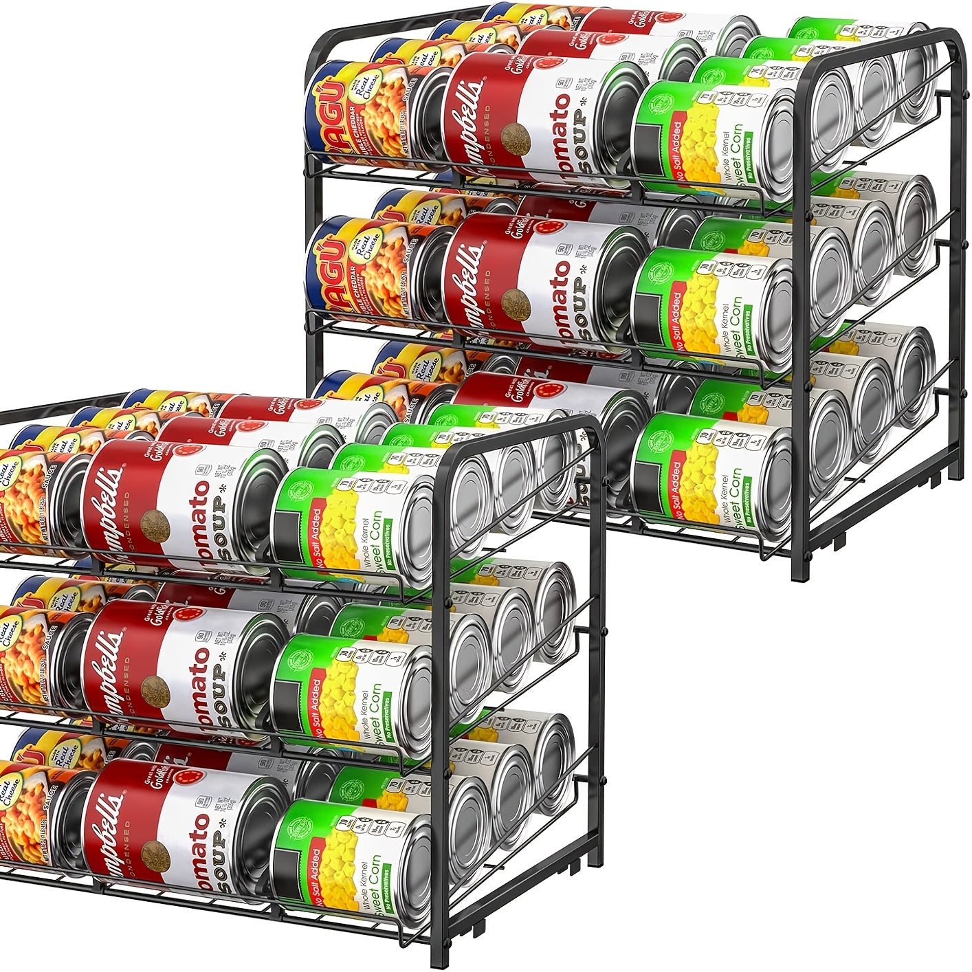 Can Rack Kitchen Organizer With Adjustable Dividers, Holds Up To 84 Cans