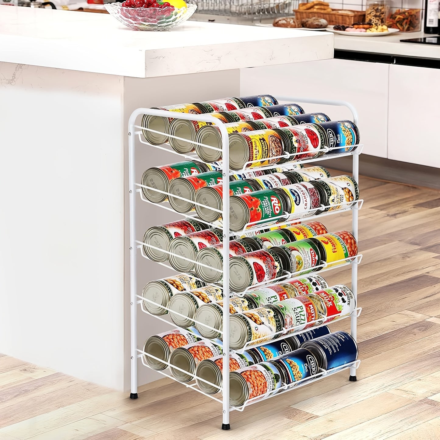 Can Rack Kitchen Organizer With Adjustable Dividers, Holds Up To 84 Cans