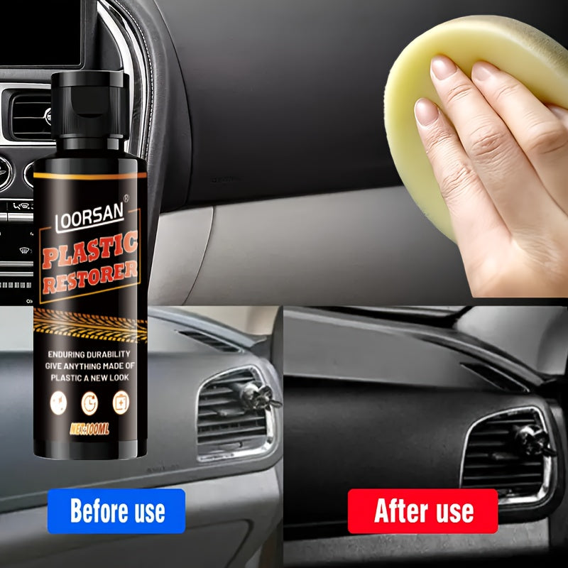 Car Interior Restoration Wax, 100ML - Deep Shine, Brightening & Long-Lasting Protection for Dashboard, Seats, Tires & Plastic Parts