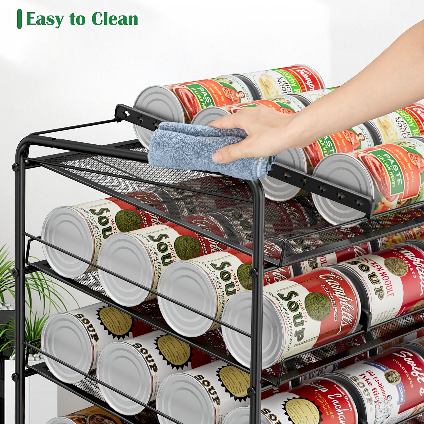 Can Rack Kitchen Organizer With Adjustable Dividers, Holds Up To 84 Cans