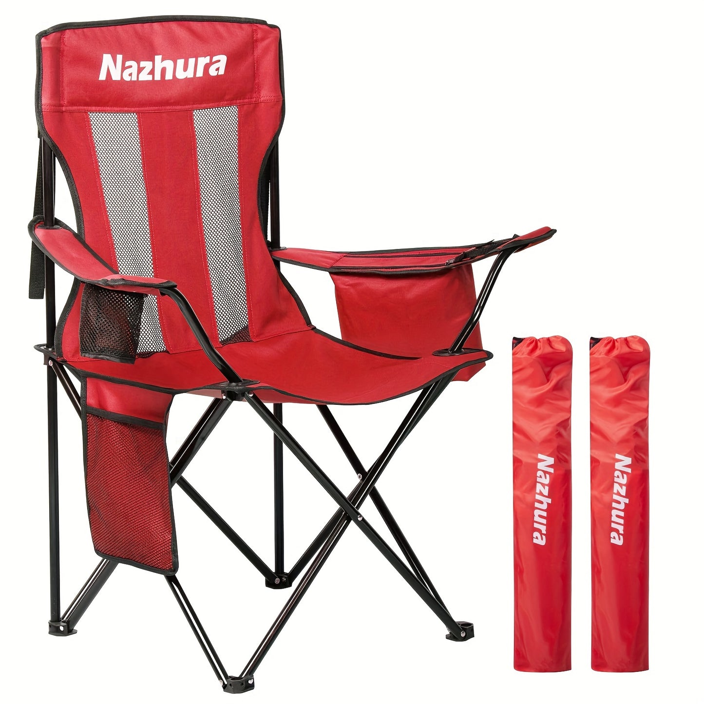 2 Pack Folding Outdoor Camping Chairs with Cooler Pouch