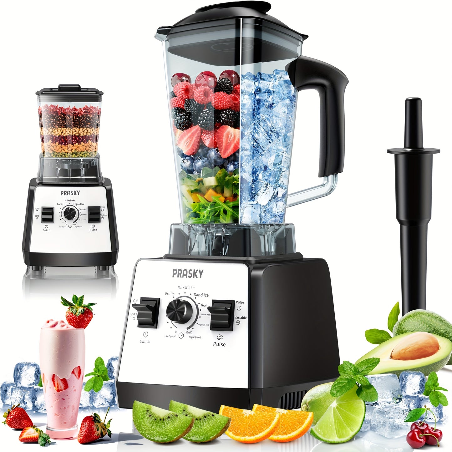 Professional Blender Smoothies Blender Max 2400W 68oz Combo