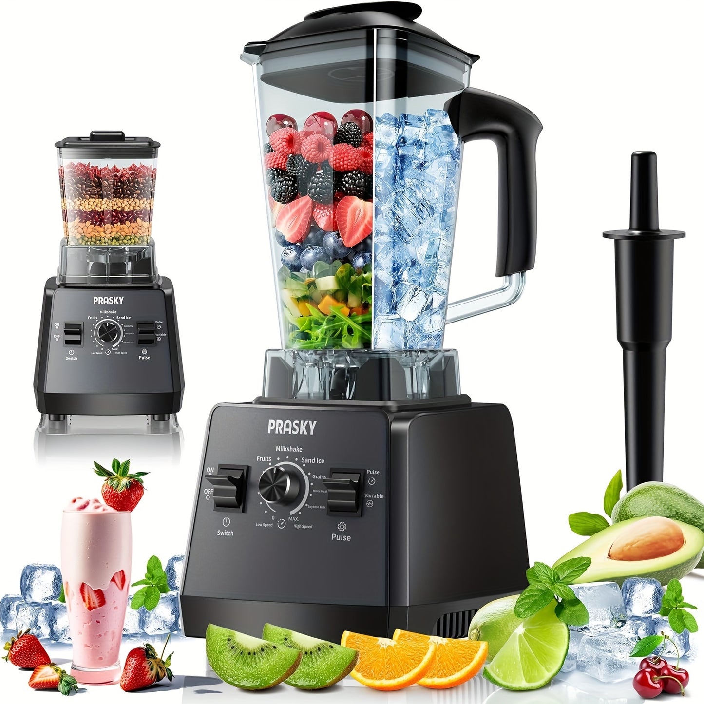 Professional Blender Smoothies Blender Max 2400W 68oz Combo