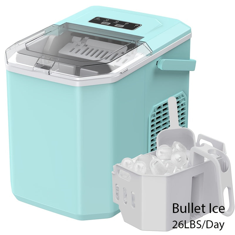 35 Pound Golden Nugget Ice Machine And 26 Pound Bullet Ice Machine, Soft Chew Ice Crusher, Portable Pebble Ice Machine Desktop, Automatic Cleaning Portable Ice Machine with Basket And Spoon, One Click Operation for Home/kitch