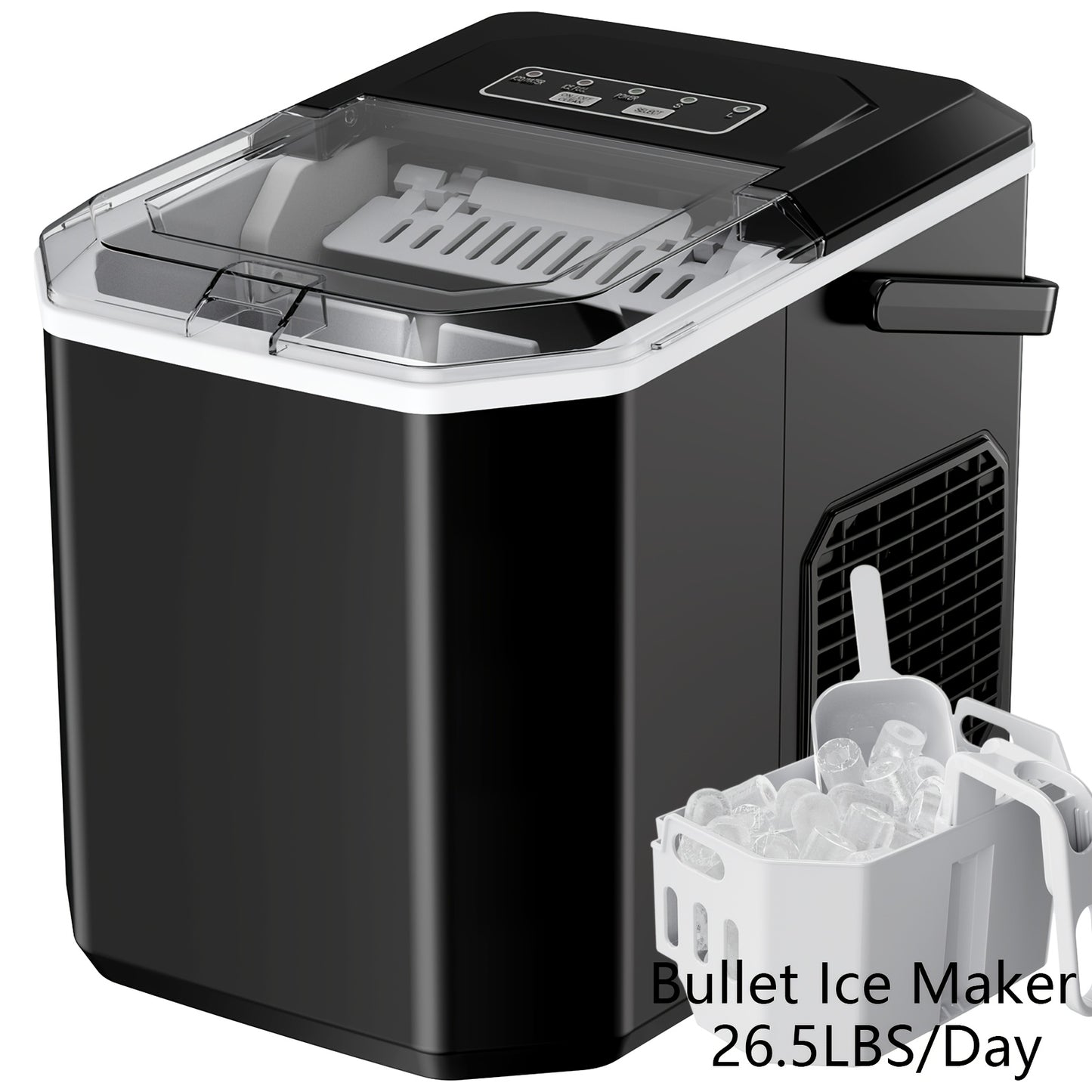 35 Pound Golden Nugget Ice Machine And 26 Pound Bullet Ice Machine, Soft Chew Ice Crusher, Portable Pebble Ice Machine Desktop, Automatic Cleaning Portable Ice Machine with Basket And Spoon, One Click Operation for Home/kitch