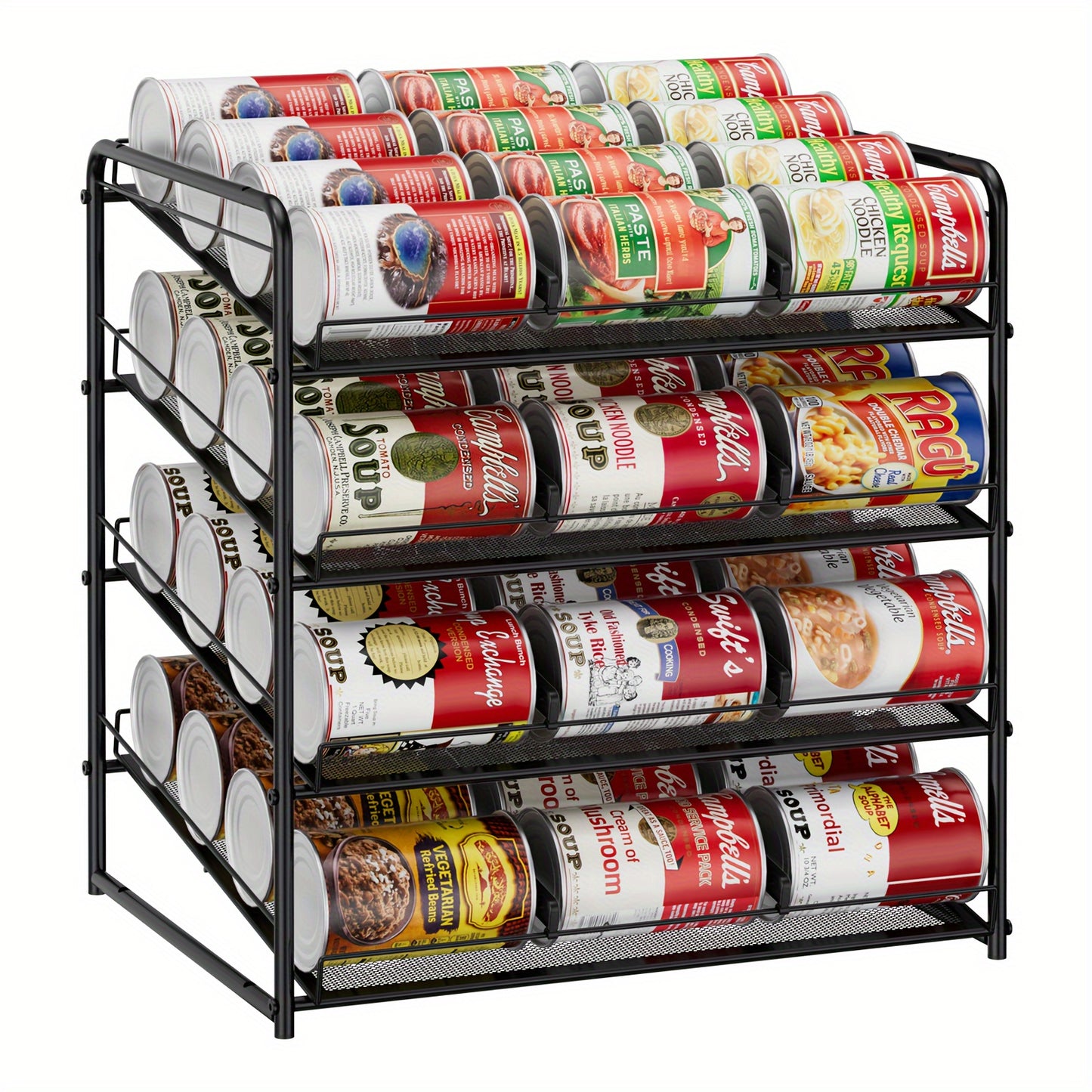 Can Rack Kitchen Organizer With Adjustable Dividers, Holds Up To 84 Cans