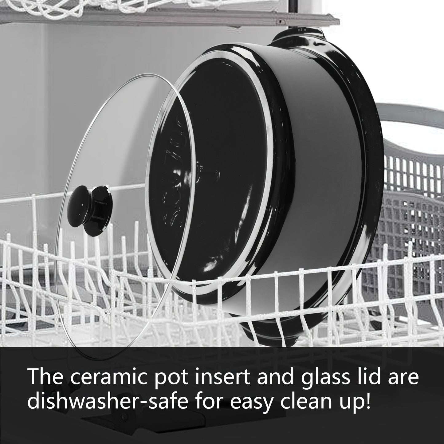 Magnifique 7 Quart Black Stainless Steel Programmable Slow Cooker with Removable Crock – Perfect for Family Dinners, Healthy Meals, and Meal Prep, Includes Lid and Utensil Holder, Crockpot for Cooking