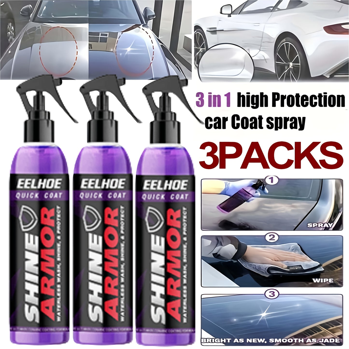 3-in-1 High Gloss Quick Dry Ceramic Car Paint Spray 3.38 F