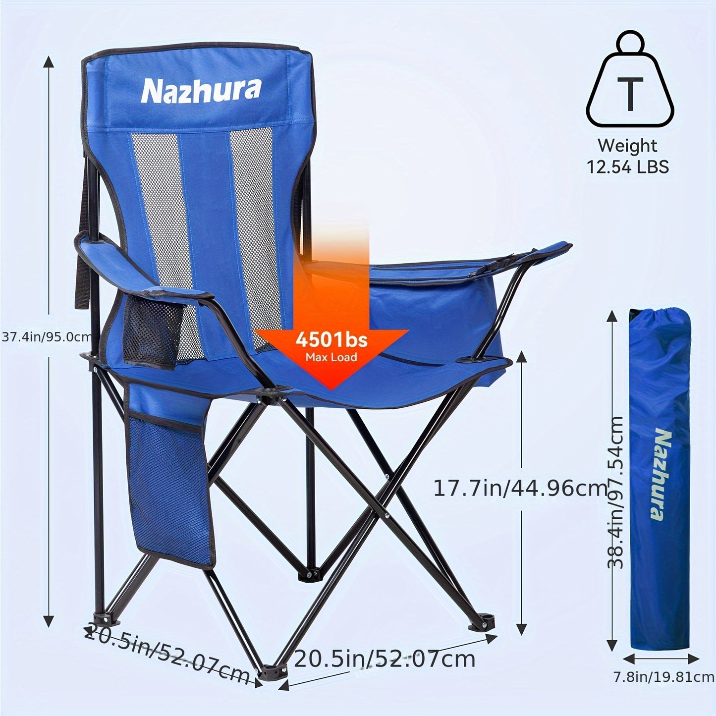 2 Pack Folding Outdoor Camping Chairs with Cooler Pouch