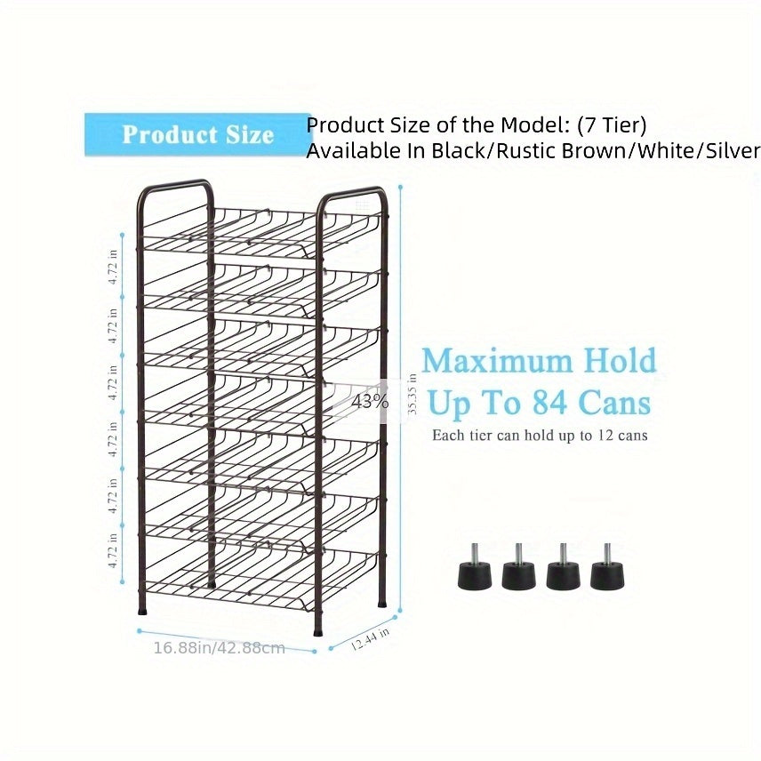 Can Rack Kitchen Organizer With Adjustable Dividers, Holds Up To 84 Cans