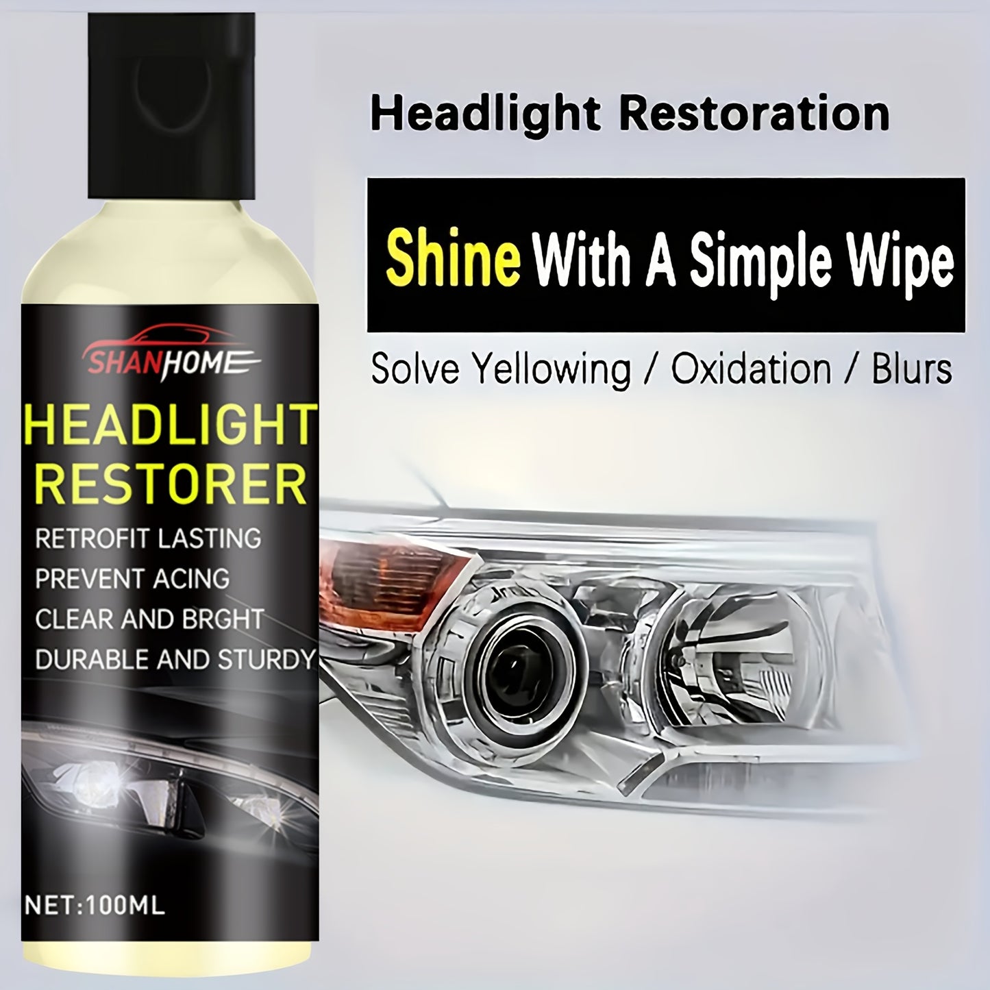 1 Bottle Car Headlight Restoration Polish for Clear Finish