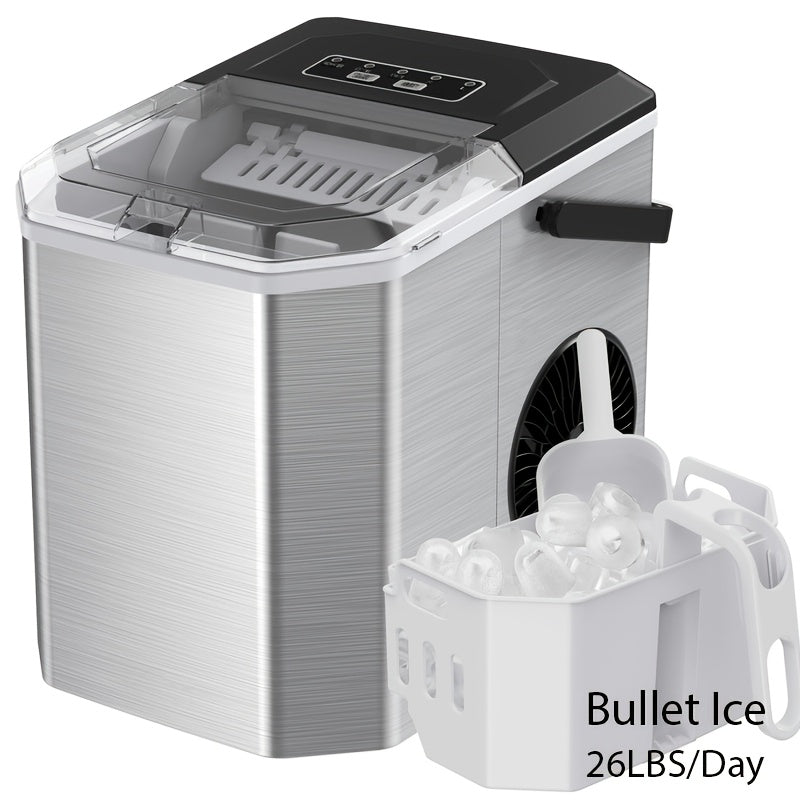 35 Pound Golden Nugget Ice Machine And 26 Pound Bullet Ice Machine, Soft Chew Ice Crusher, Portable Pebble Ice Machine Desktop, Automatic Cleaning Portable Ice Machine with Basket And Spoon, One Click Operation for Home/kitch