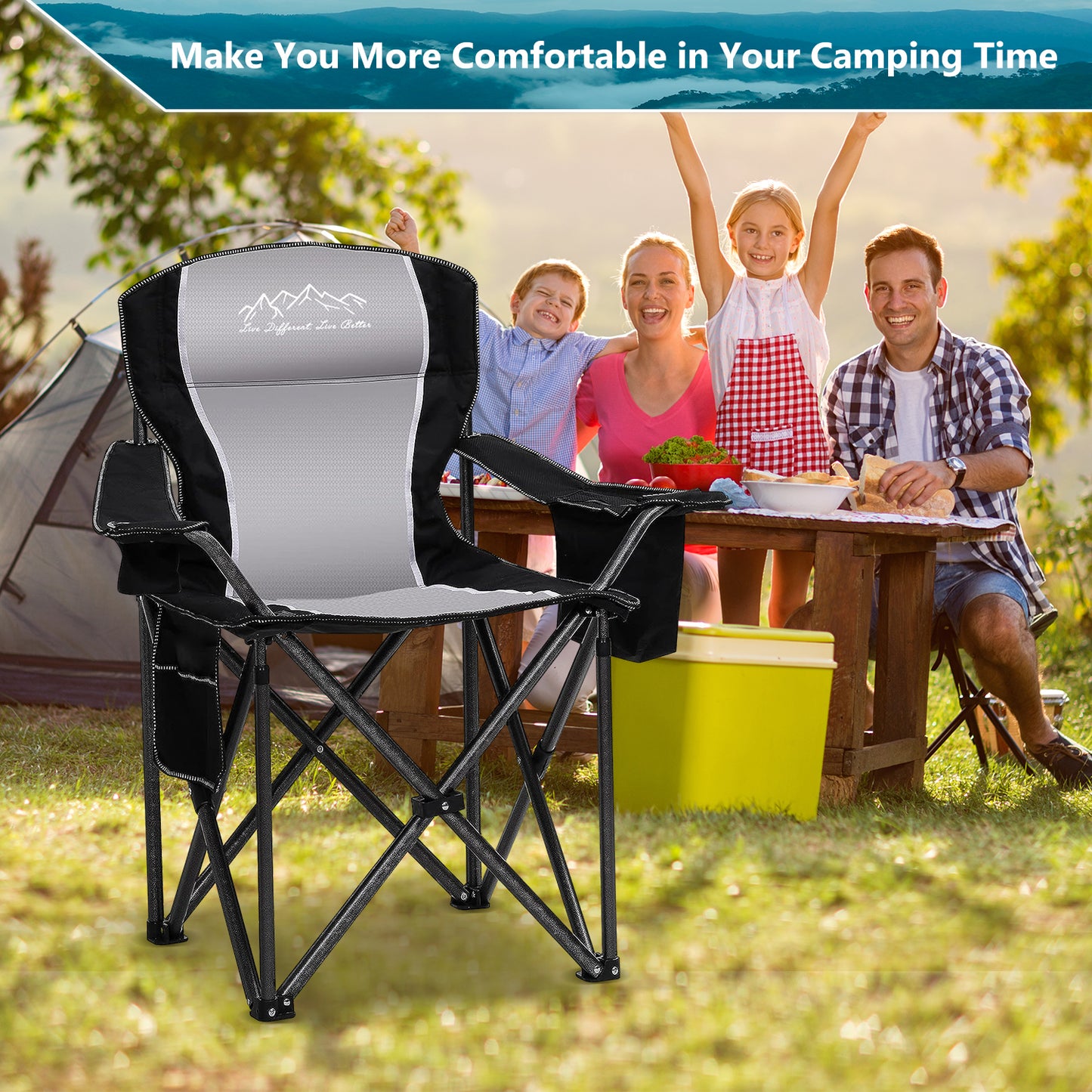 SAILARY Folding Camping Chair, Heavy Duty Portable Lawn Chair