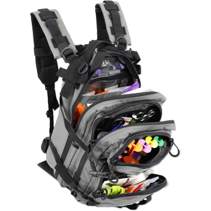 X Stocked EMS/EMT Trauma & Bleeding First Aid Responder Medical Backpack Kit (Grey)