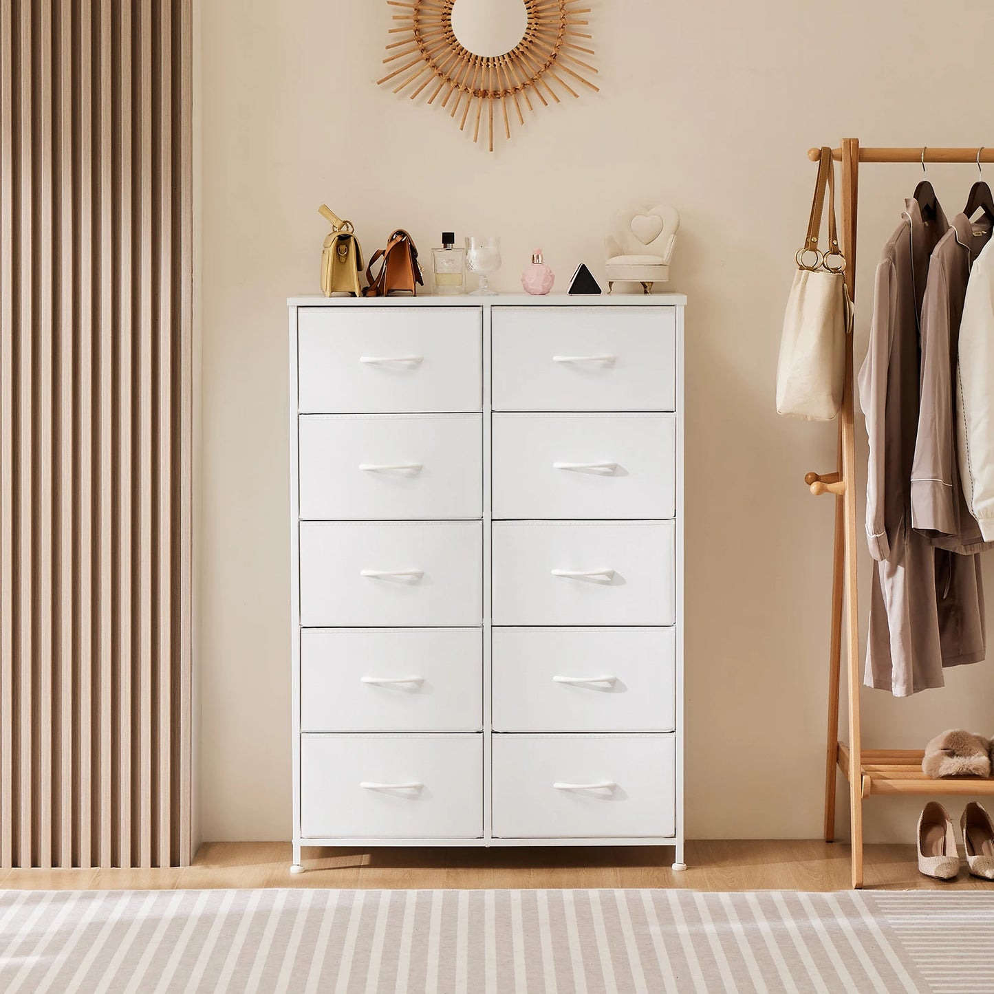 Metal Frame Dresser with Fabric Drawers