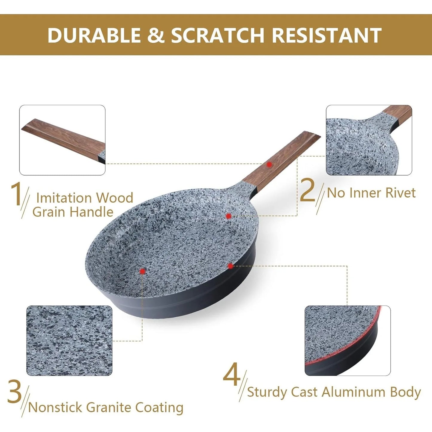 Cast Aluminum Pots and Pans Set Non Stick 12Pcs Induction Cookware Set