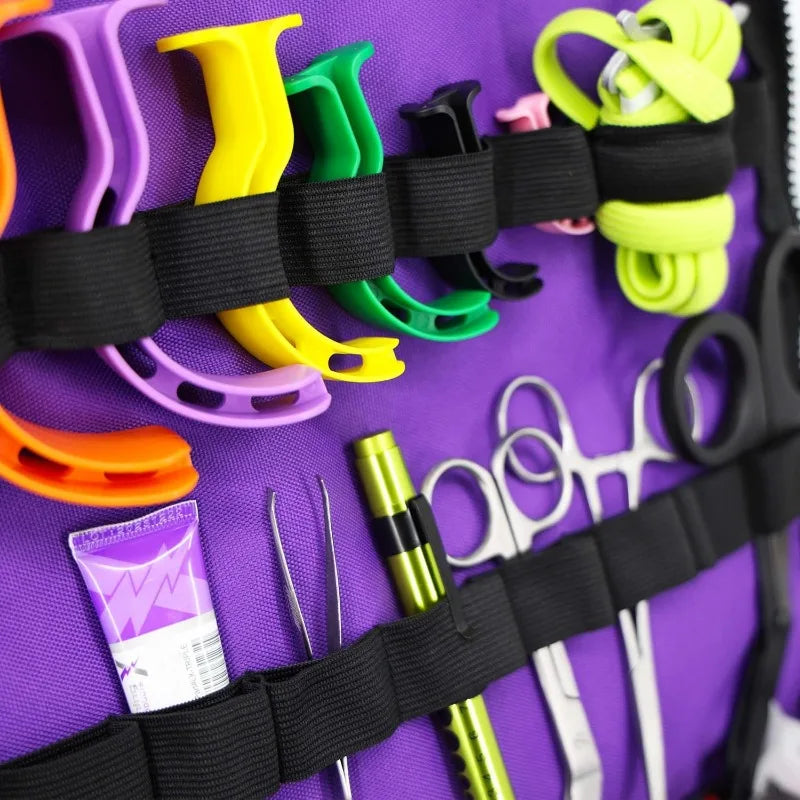 Stocked EMS/EMT Trauma Kit w/Large First Responder Bag & 256 First Aid Medical Supplies - Purple