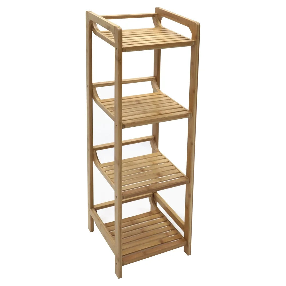 Sustainable Bamboo 4 Tier Open Shelf Freestanding Storage Unit