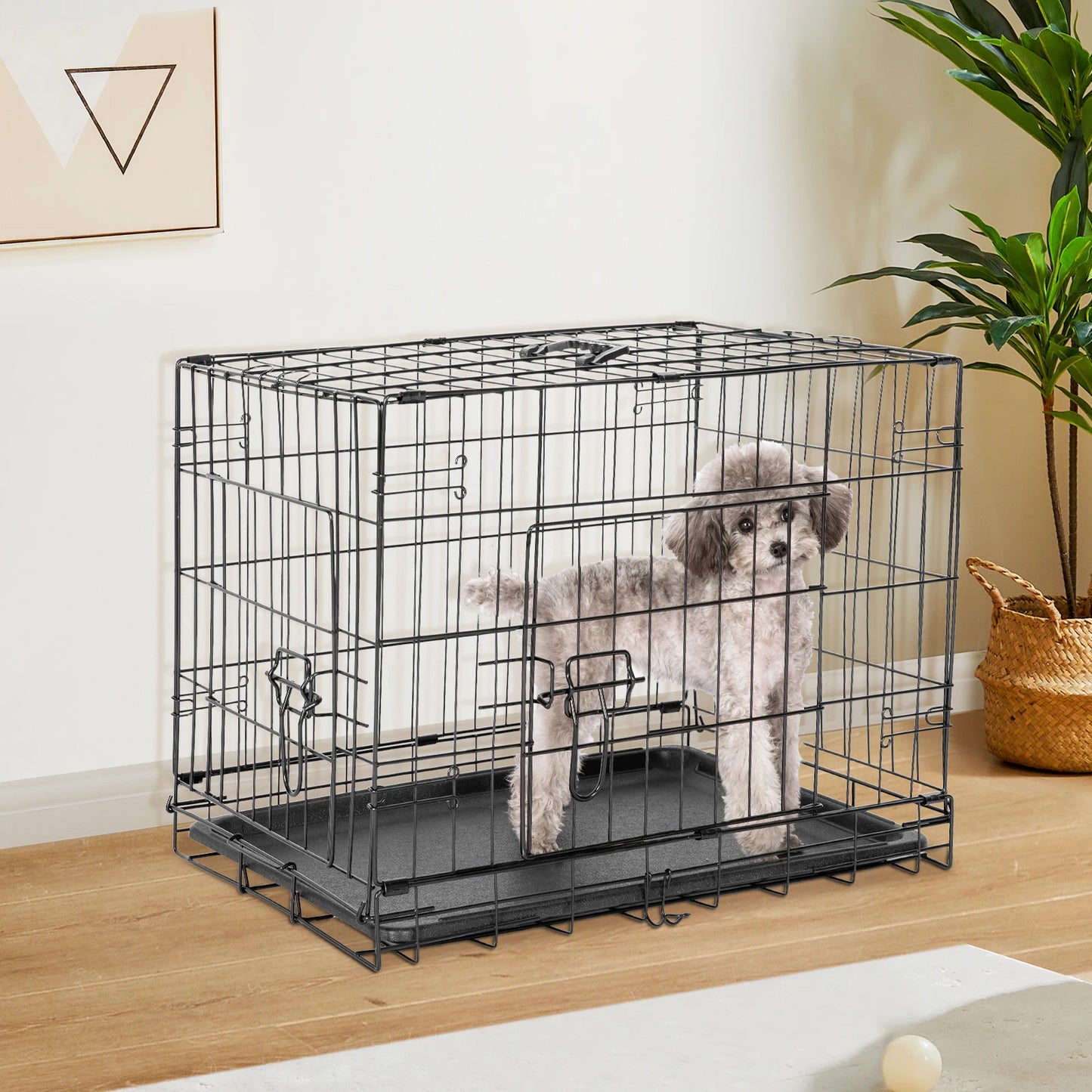 JHK Double Door Folding Metal Wire Dog Cage Extra Large Kennel