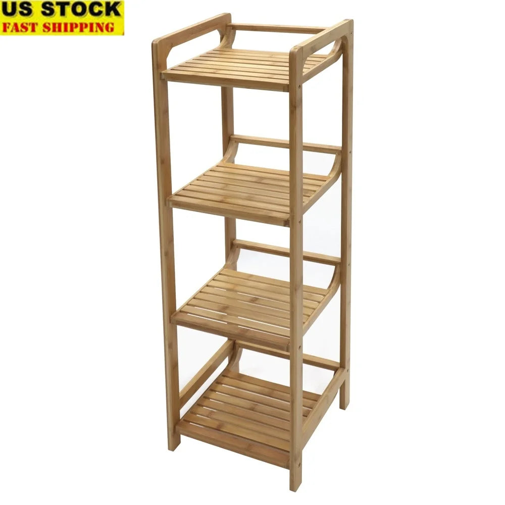 Sustainable Bamboo 4 Tier Open Shelf Freestanding Storage Unit