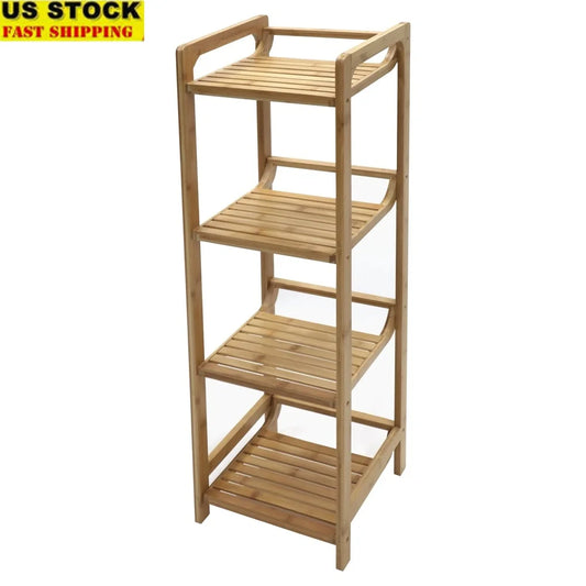 Sustainable Bamboo 4 Tier Open Shelf Freestanding Storage Unit