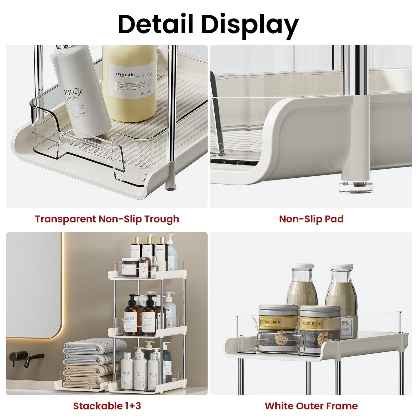 2pcs 2-Layer Transparent Multifunctional Storage Box Shelves