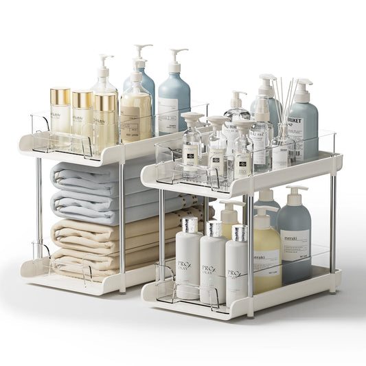 2pcs 2-Layer Transparent Multifunctional Storage Box Shelves