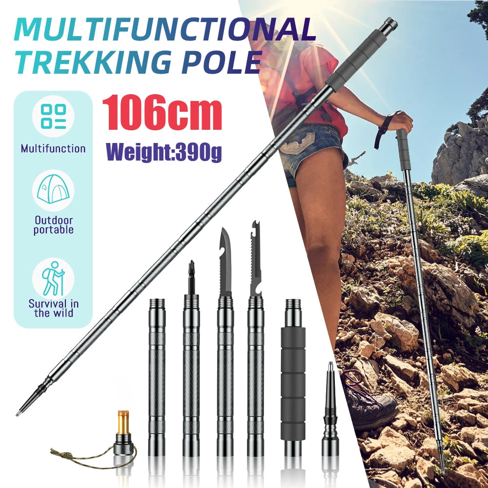 Multifunction Trekking Poles Mountaineering Collapsible Sticks