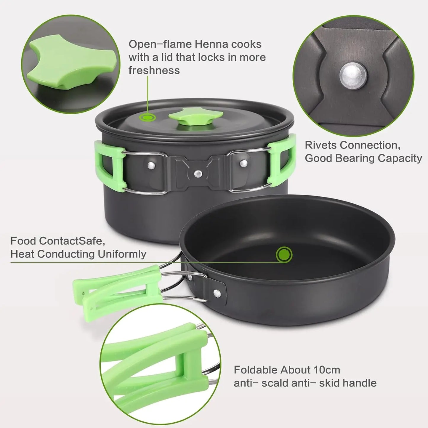 Camping Cookware M Kit 17 Pcs Non-Sti Aluminum Pots Pans Set