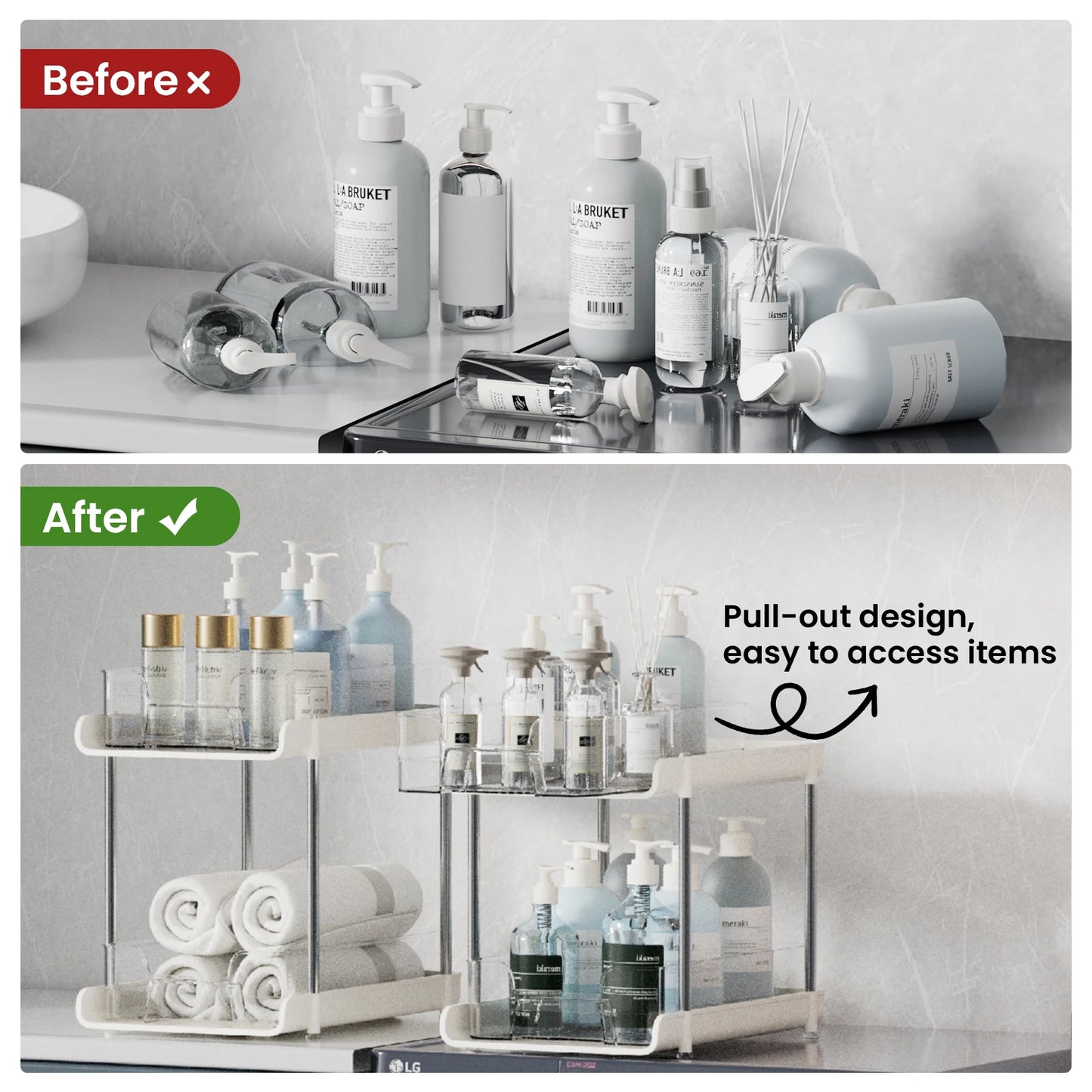 2pcs 2-Layer Transparent Multifunctional Storage Box Shelves