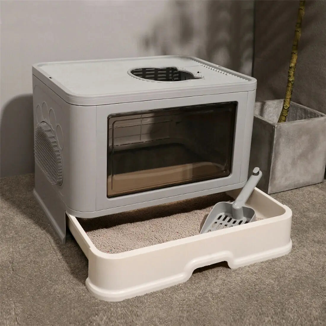 Foldable Cat Litter Box Front Entry & Top Exit Kitty Toilet