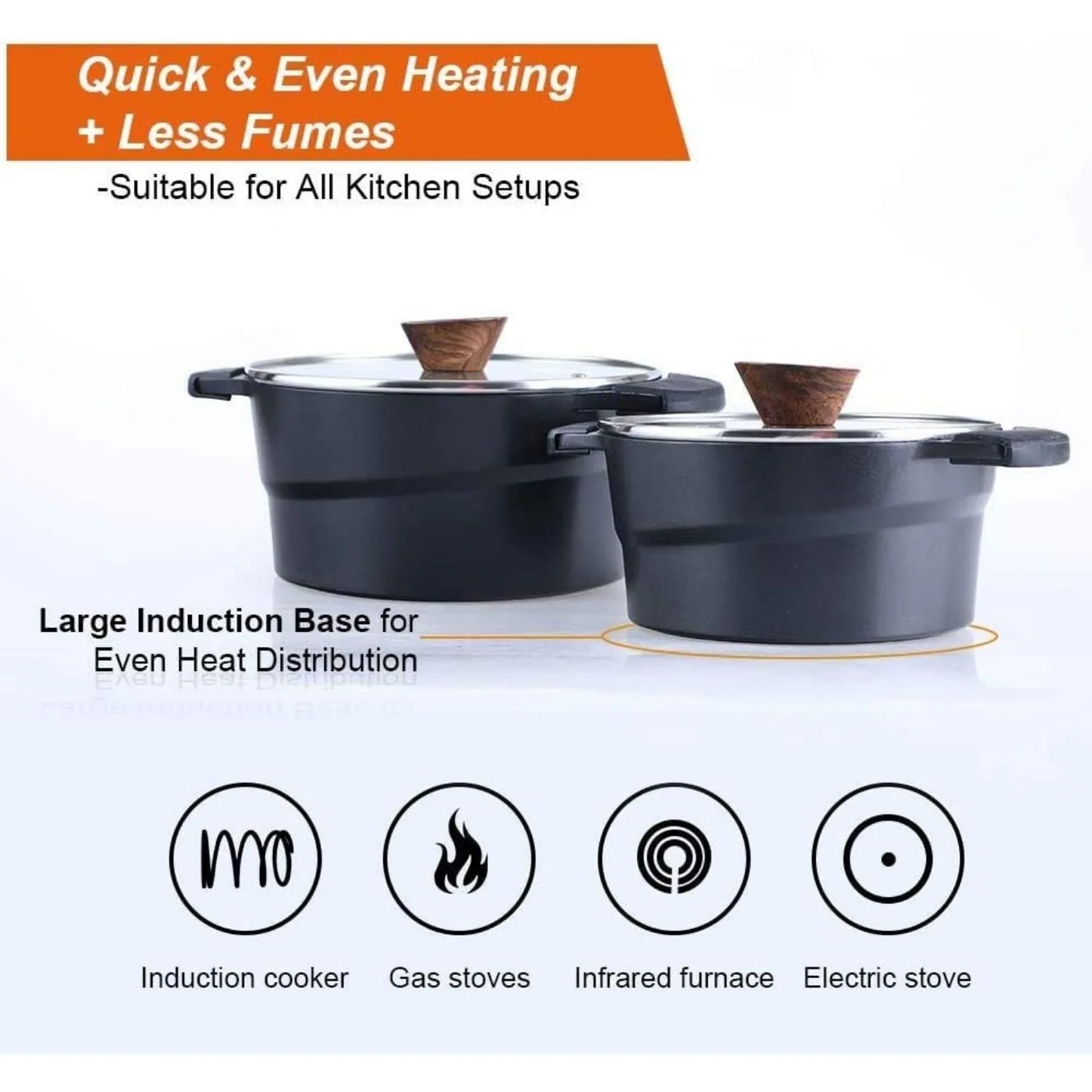 Cast Aluminum Pots and Pans Set Non Stick 12Pcs Induction Cookware Set