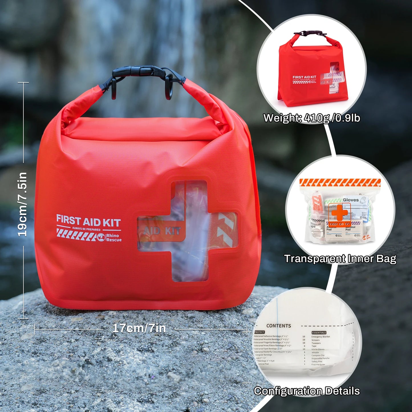 Waterproof First Aid Kit, Lightweight Emergency Survival Supplies
