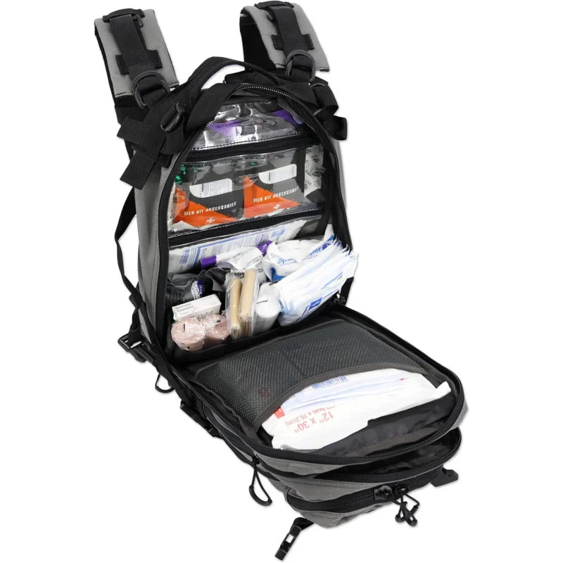 X Stocked EMS/EMT Trauma & Bleeding First Aid Responder Medical Backpack Kit (Grey)