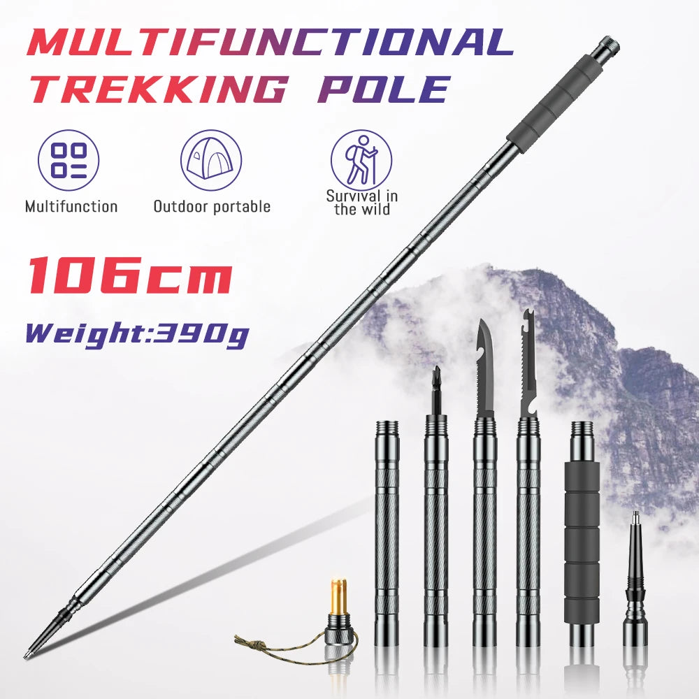 Multifunction Trekking Poles Mountaineering Collapsible Sticks