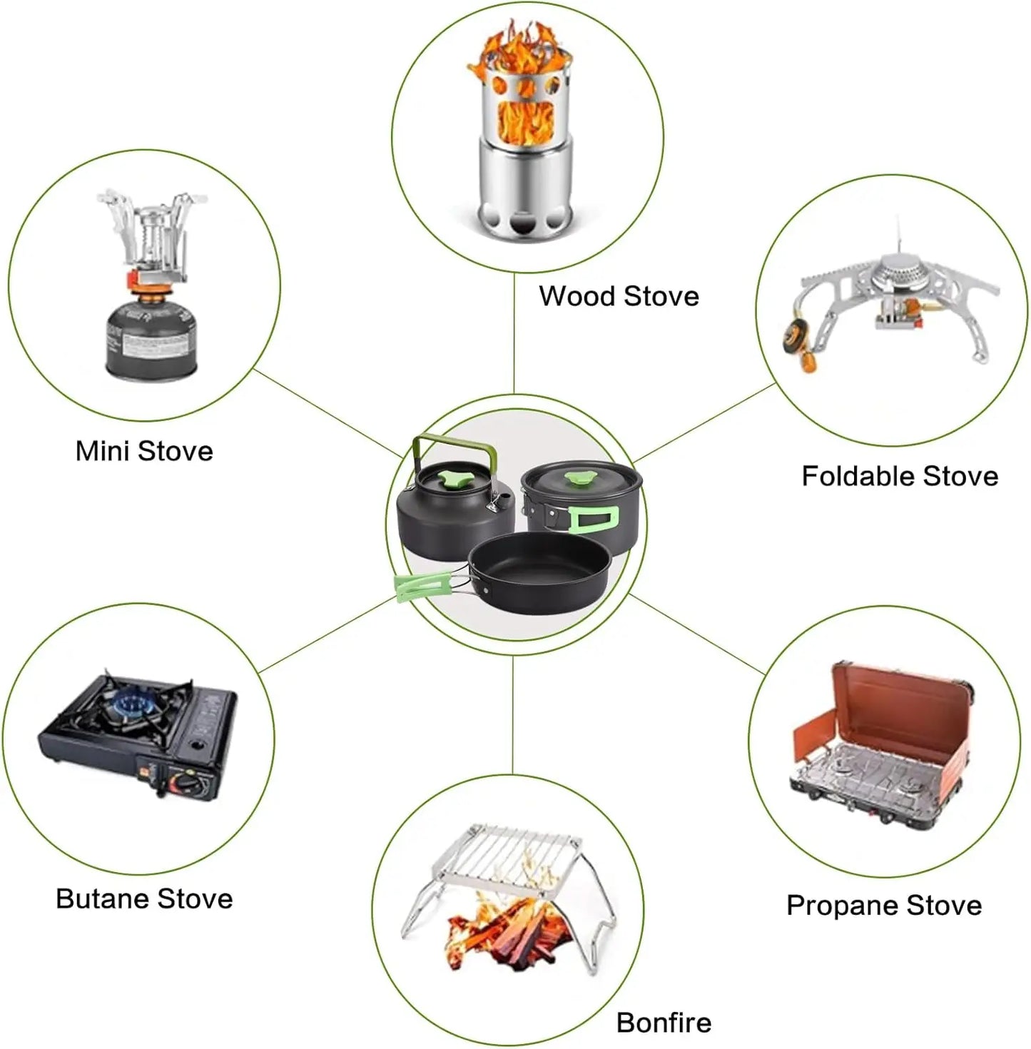 Camping Cookware M Kit 17 Pcs Non-Sti Aluminum Pots Pans Set