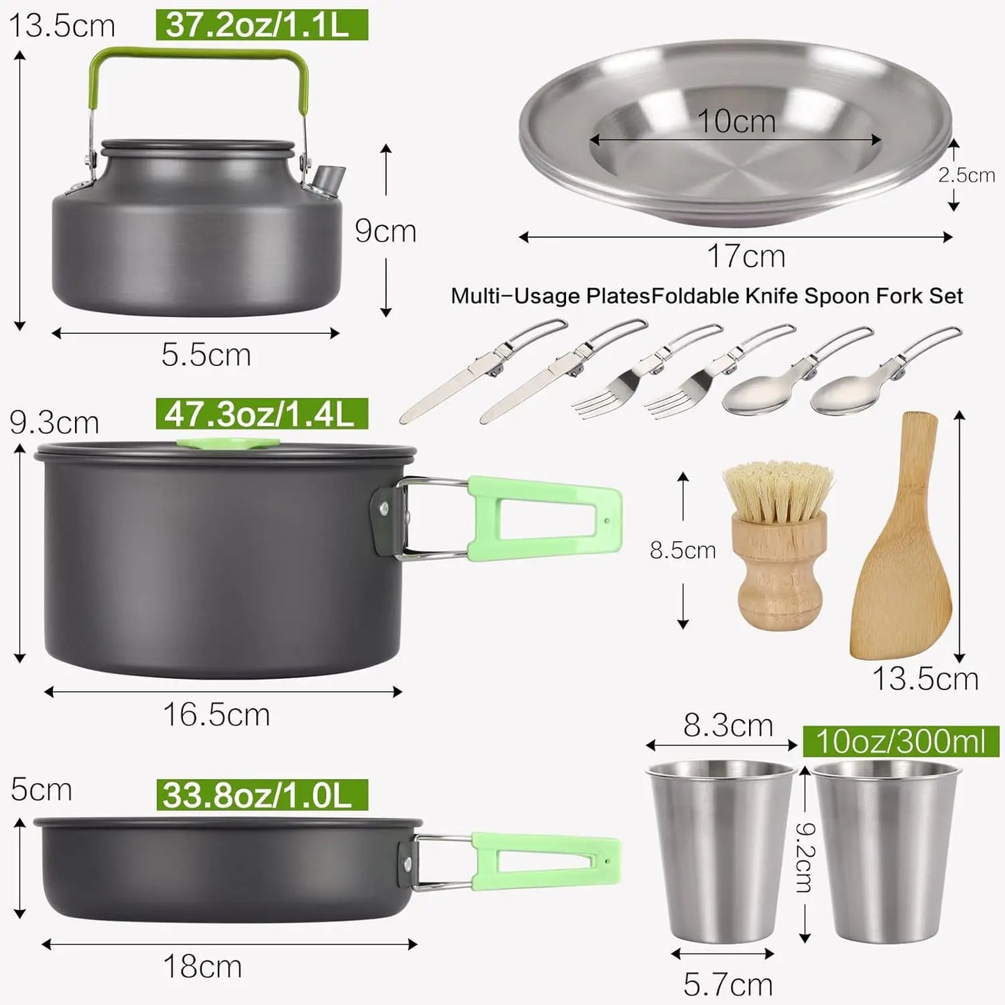 Camping Cookware M Kit 17 Pcs Non-Sti Aluminum Pots Pans Set