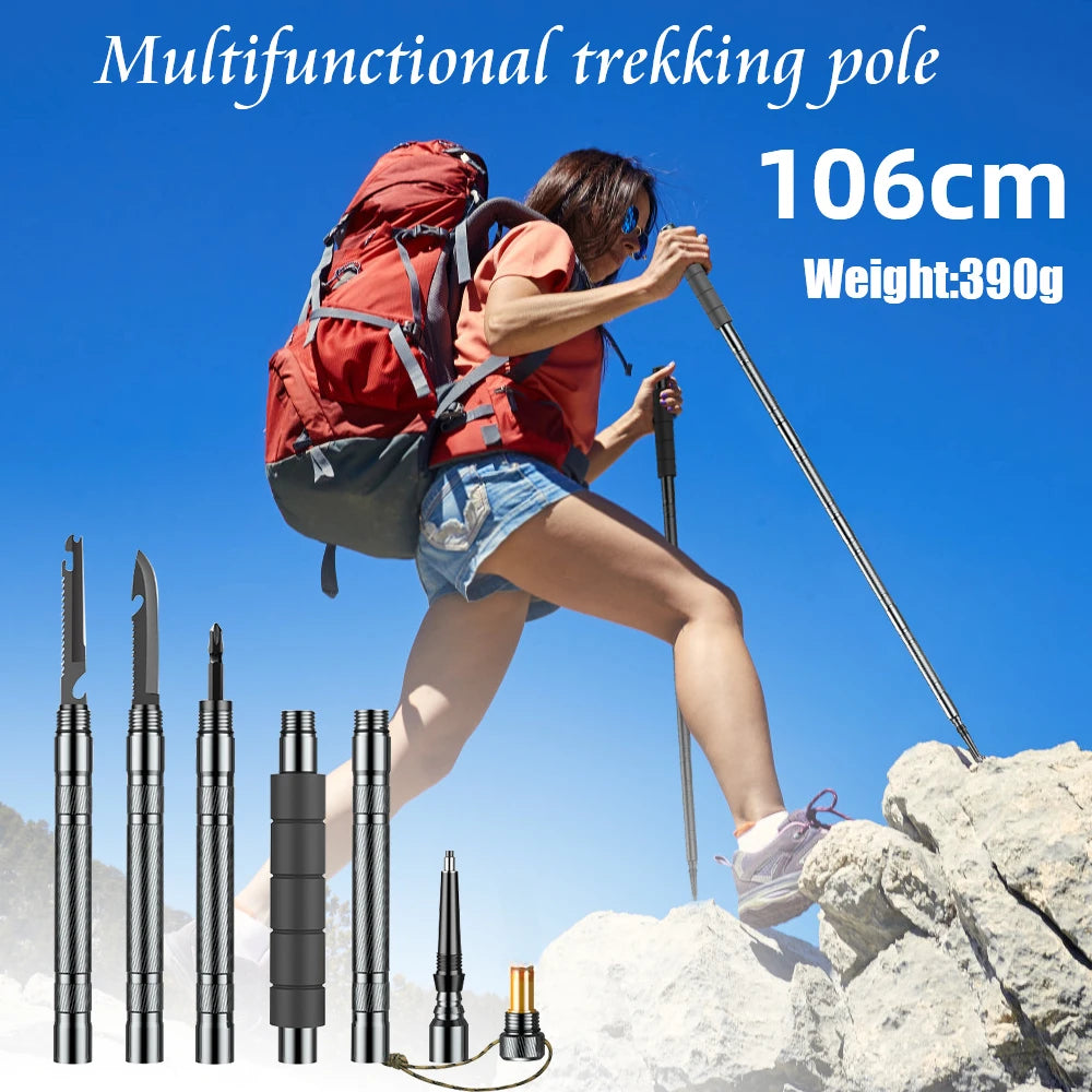 Multifunction Trekking Poles Mountaineering Collapsible Sticks