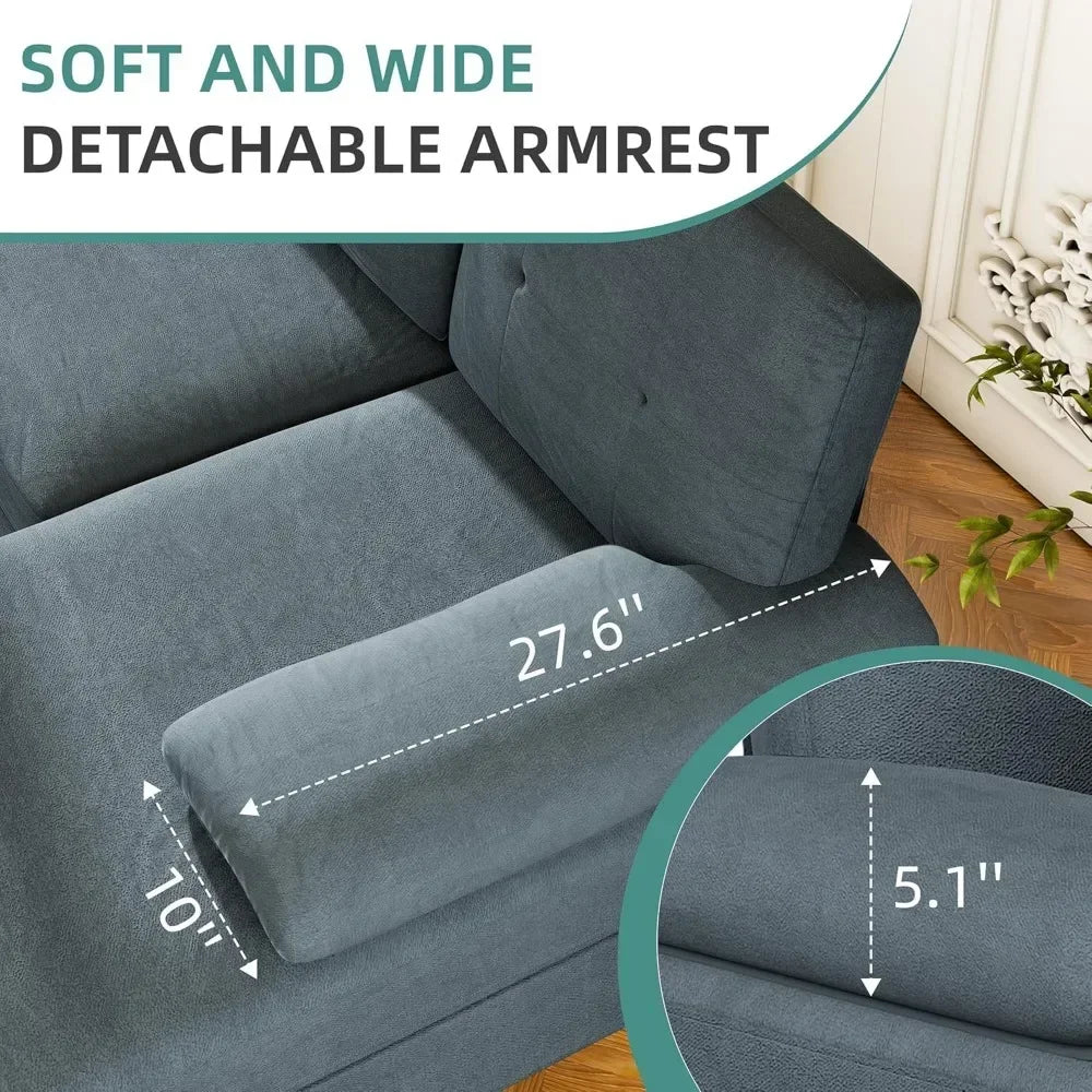 Sectional Sofa Couch, 4 Seat U-Shaped Sofa Couch with Double Chaises