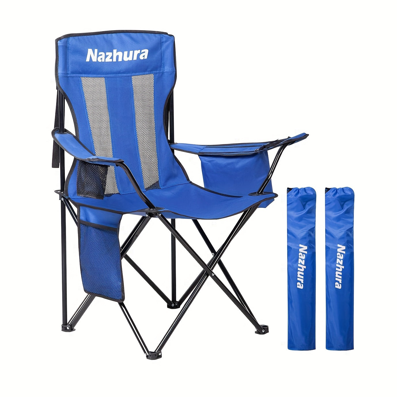 2 Pack Folding Outdoor Camping Chairs with Cooler Pouch